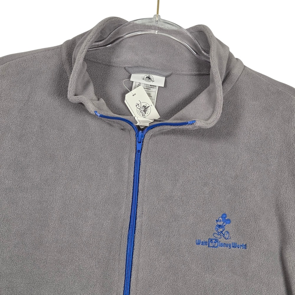 Disney Parks NEW Walt Disney World Adult XL Full Zip Fleece Jacket Gray Logo